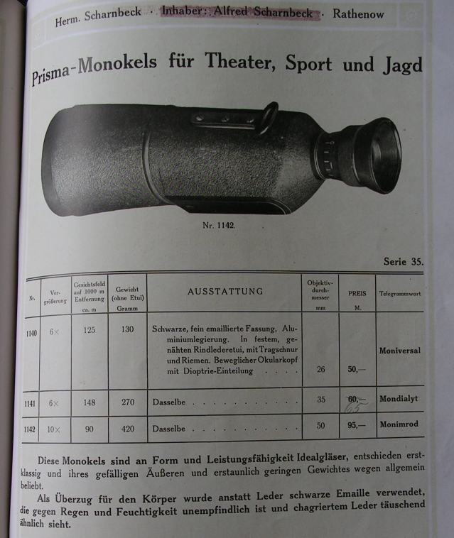 Katalog 'Scharnbeck Rathenow' der 1. Dialyte